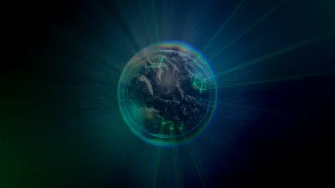 Spinning planet Earth. Technology video footage. Communication concept. Backgrou Stock Footage 200949028
