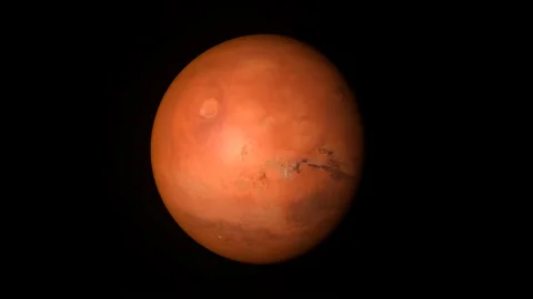 Spinning planet Mars. Beautiful space 4k video footage.	 Stock Footage 170396147