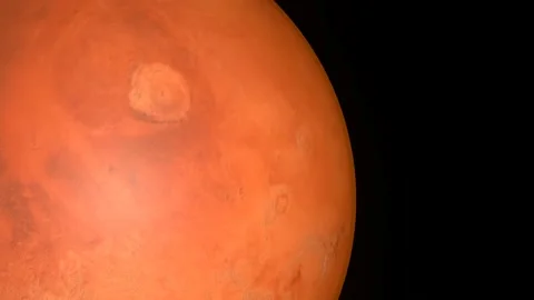 Spinning planet Mars. Beautiful space 4k video footage.	 Stock Footage 170396149