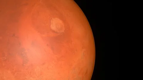 Spinning planet Mars. Beautiful space object. 3D render. イラスト素材