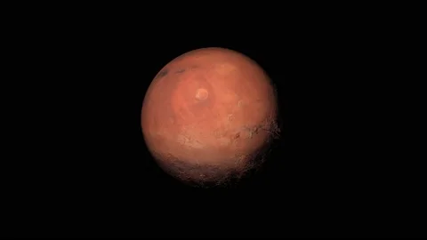 Spinning planet Mars on dark and stars space in 4k resolution Stock Footage 236626465