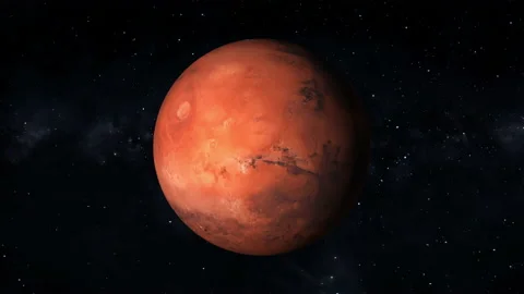 Spinning planet mars isolate on dark. Vidéo 159138491