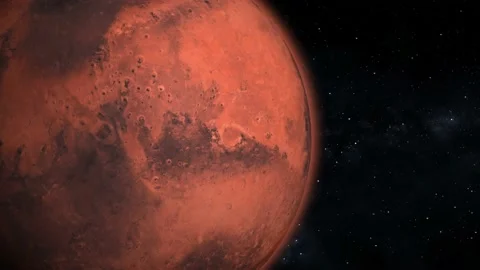 Spinning planet mars isolate on dark. Видео 167999020