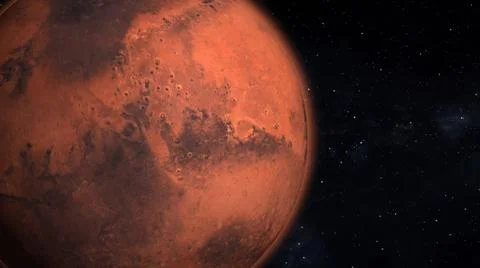 Spinning planet mars isolate on dark. Illustrazione stock