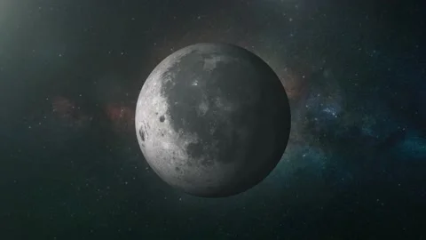 Spinning planet Moon isolate on dark. Front view of Moon planet from space. Video stock 172431890