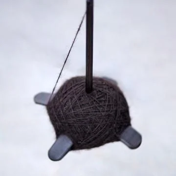 The spinning process involves twisting the fibers of the wool together to c.. Stock Photos