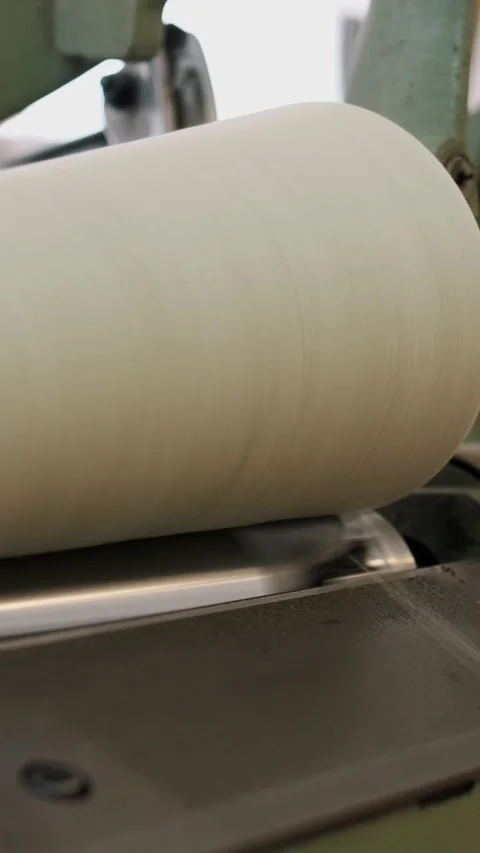 Spinning production. Yarn making processes. Textile factory equipment. Threads Stock Footage 318462968