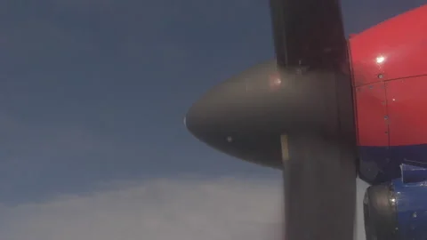 Spinning Propeller On Flying Aircraft Stock Footage 131465613