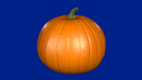 Spinning pumpkin on blue screen - 3d illustration animation Stock Footage 141645354