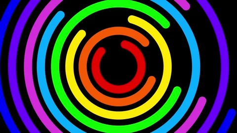 Spinning Rainbow Circles Abstract Motion Graphic Stock Footage 329457007