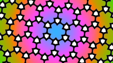 Spinning rainbow shape-shifting hexagons party background Vidéo 117261279