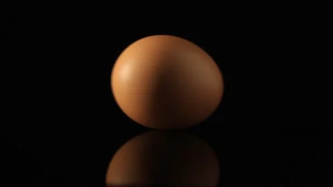 Spinning the raw egg on black background, Low contrast light Stock Footage 146394112