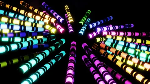 Spinning rays from neon multi-colored lamps Stock Footage 205146710