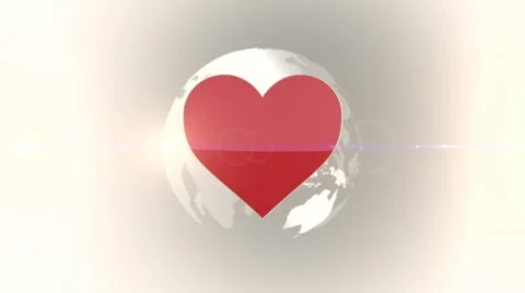 Spinning Red Heart with Earth on background Stock Footage 58400546