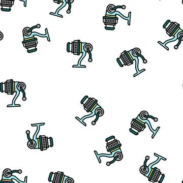 Spinning reel vector seamless pattern Illustrazione stock