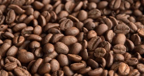 Spinning roasted coffee beans Stock Footage 91232555