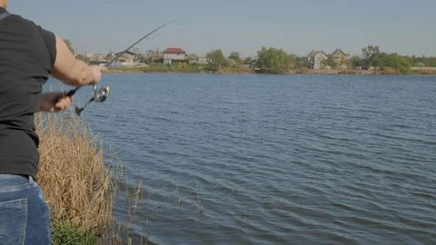 Spinning rod casting Stock Footage 107146378