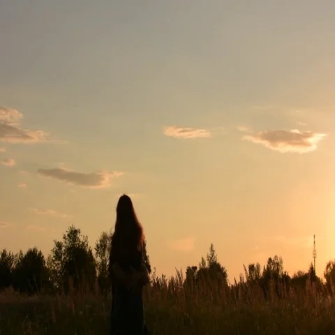 Spinning romantic couple at sunset. Stock Footage 69551642