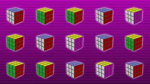 Spinning Rubik pink scroll background Video stock 33822784