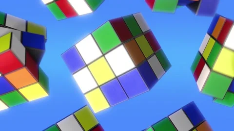 Spinning Rubiks Cubes Background Stock Footage 265860896