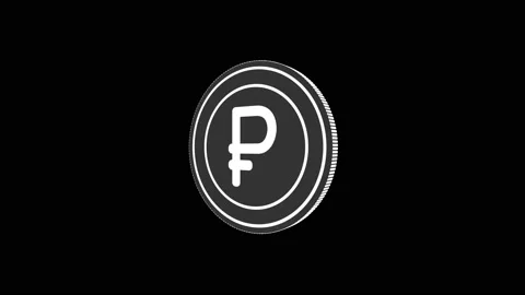 Spinning ruble flat coin isolated on black and green background. 4k Stock Footage 157783601