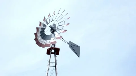 Spinning Rustic Metal Windmill at Peddler's Village Video stock 332949626