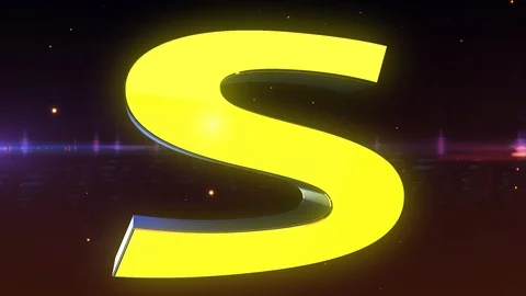 Spinning S letter yellow particles background seamless loop Stock Footage