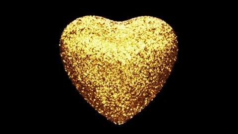 Spinning sequin gold heart looping 3D animation with alpha Stock Footage 166125370