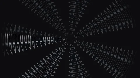 Spinning shapes create a pattern in dark space with light Stock Footage 339372143