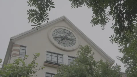 Spinning Shot of Historic Clock Tower Building in Shanghai, Slog3 4K Video stock 327720536