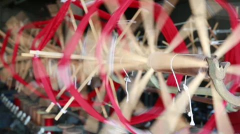 Spinning for silk by manual technique. Stock Footage 38495136