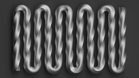 Spinning silver metal tubes forming a continuous wave. Stock Footage 330062361