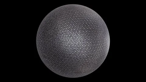 Spinning silver metallic wireframe sphere rendered in UHD Stock Footage 272318331