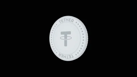 Spinning silver tether cryptocurrency coin isolated on black and green Stock Footage 157783172