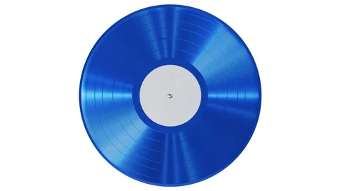 Spinning single blue vinyl record with a blank white label rendered in UHD Stock Footage 265859703