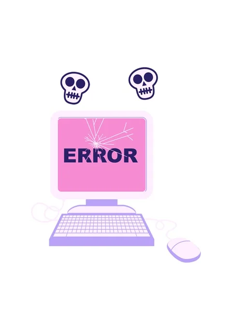Spinning skulls animation of a broken computer graphic vector illustration ic Stock Footage 324490592