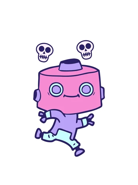 Spinning skulls animation of cartoon android image Stock Footage 324132080