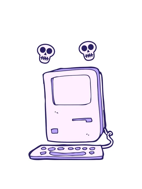 Spinning skulls animation of cartoon of computer Stock Footage 324227204