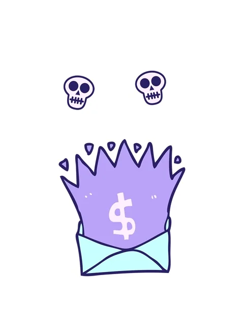 Spinning skulls animation of cartoon envelope with money sign Stock Footage 324369316