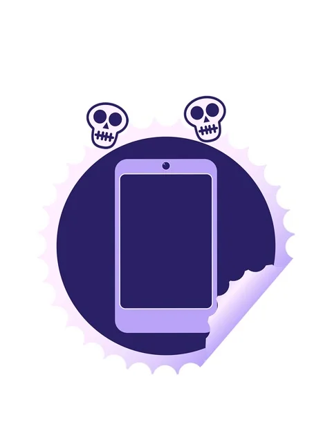 Spinning skulls animation of cell phone graphic vector illustration round s.. Stock Footage 324233631