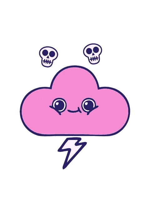 Spinning skulls animation of comic book style of a storm cloud Stock Footage 324094913