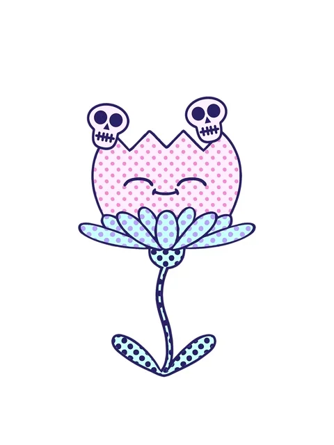Spinning skulls animation of comic book style cartoon of a flower Stock Footage 324312497