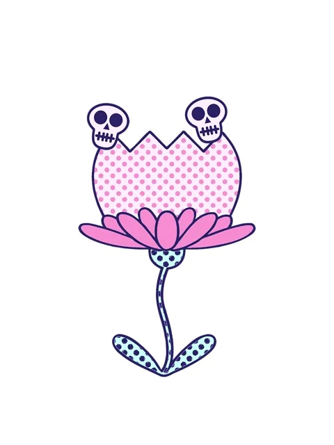 Spinning skulls animation of comic book cartoon of a flower Stock Footage 324404768