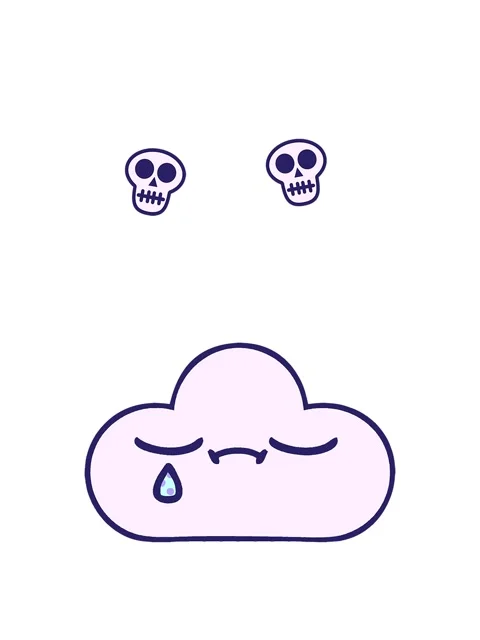 Spinning skulls animation of comic book style cartoon of a sad cloud Stock Footage 324465359