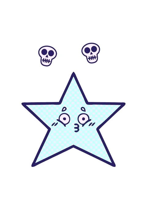 Spinning skulls animation of comic book style cartoon of a star fish Stock Footage 324478817