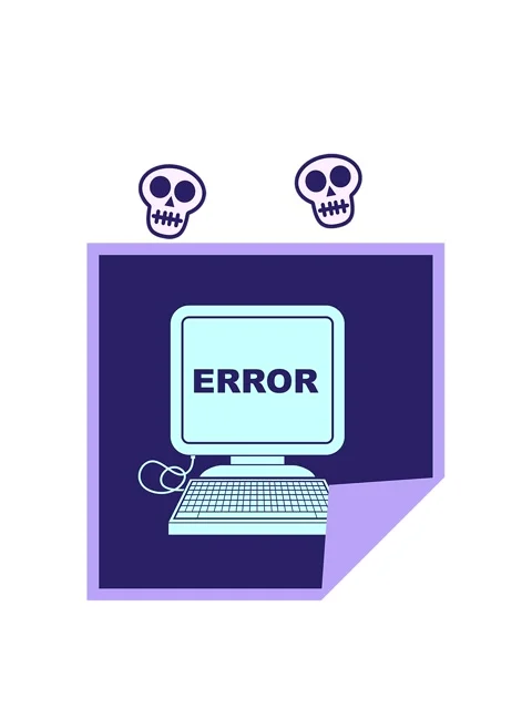 Spinning skulls animation of computer error vector illustration square peel.. Stock Footage 324233390