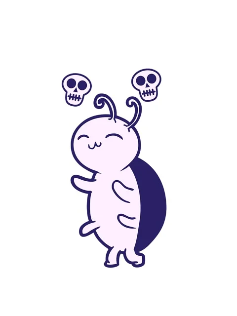 Spinning skulls animation of cute bug cartoon Stock Footage 324201672