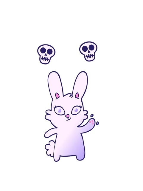 Spinning skulls animation of cute vector gradient illustration cartoon rabb.. Stock Footage 324077622