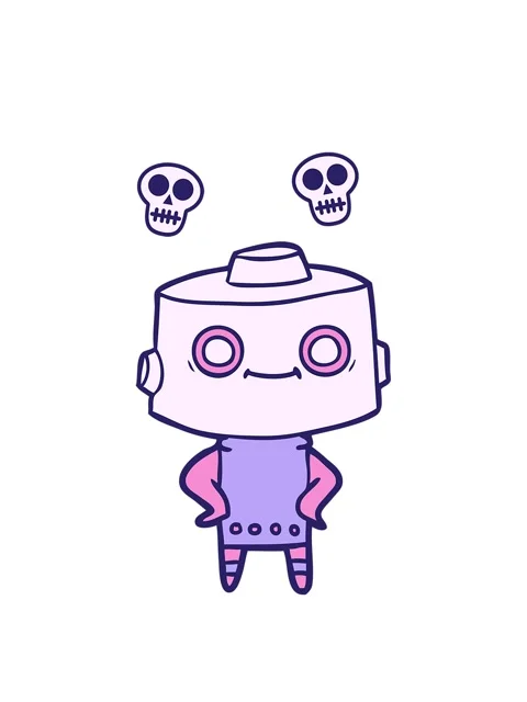 Spinning skulls animation of a doodle of an android Stock Footage 324251793