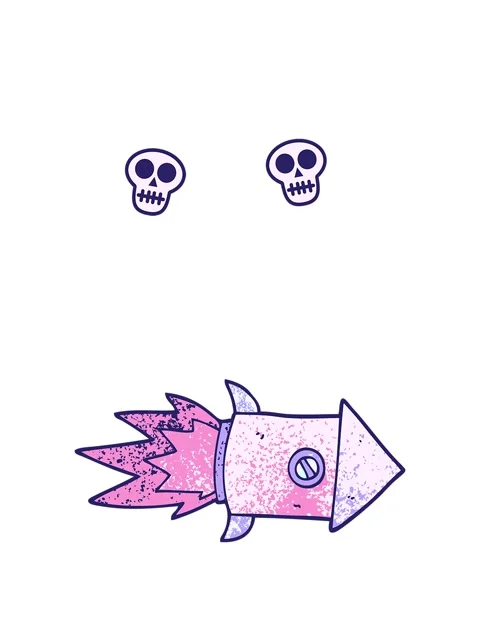 Spinning skulls animation of a doodle of a space rocket Stock Footage 324190225